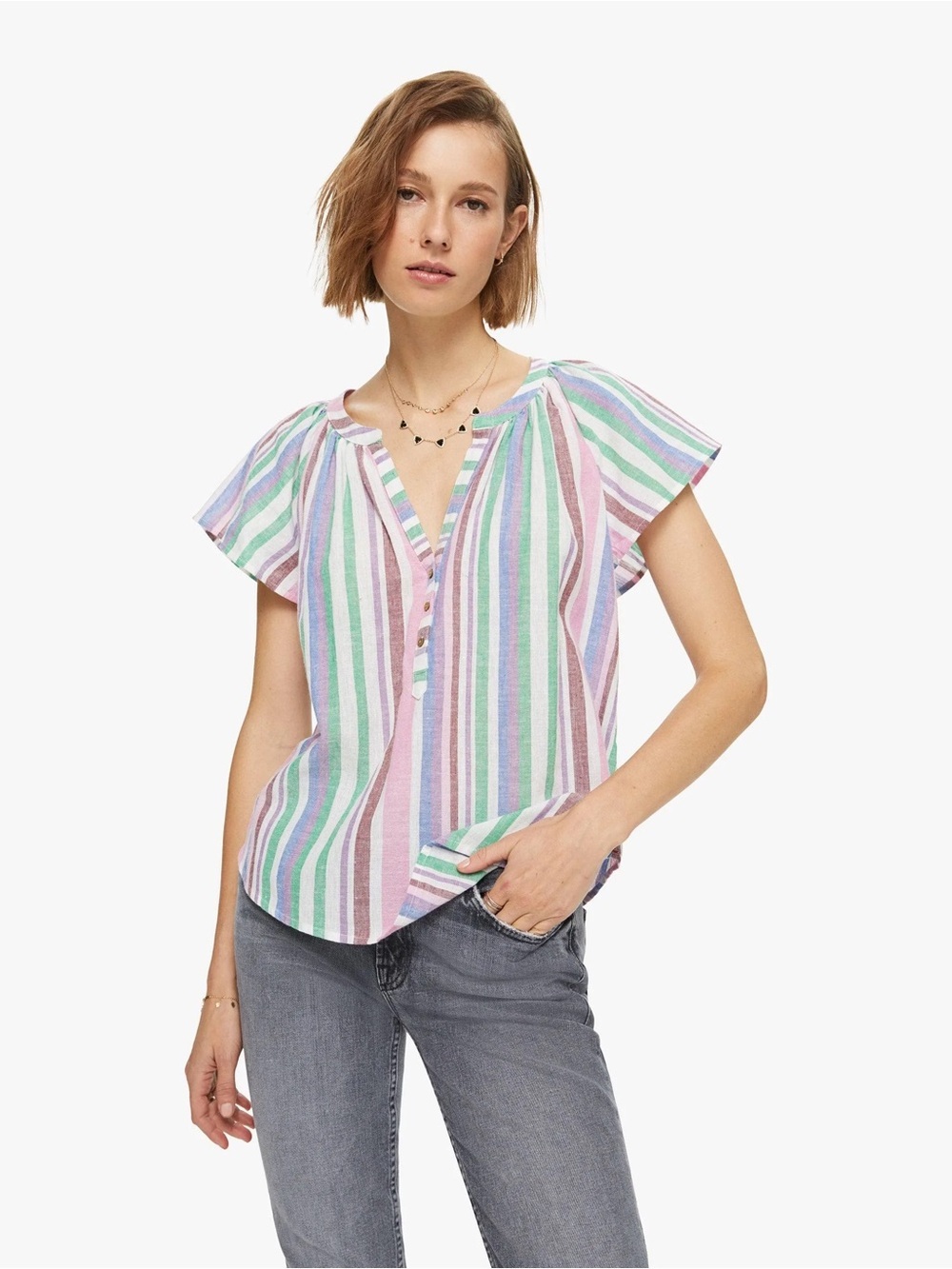 XiRENA Kimber Top Melange in Ivory Linen Blend Size XS